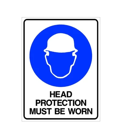 Head protection must be worn safety sign