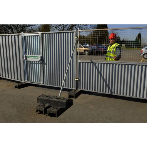 Ballast block tray supporting temporary hoarding