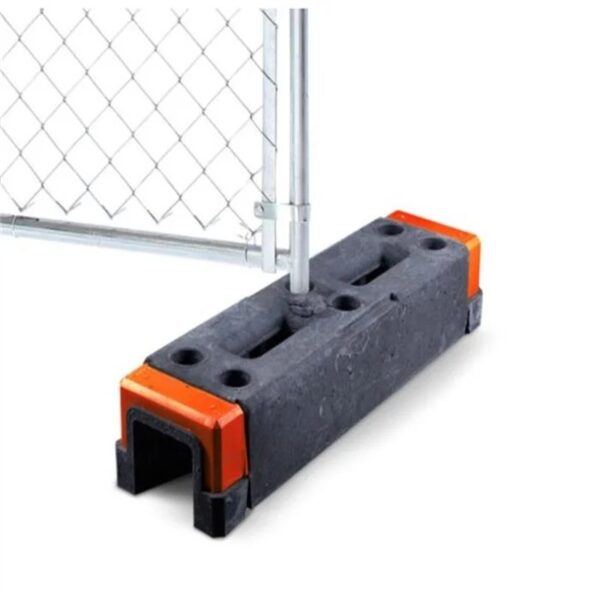 Recycled rubber foot supporting temporary fence panels