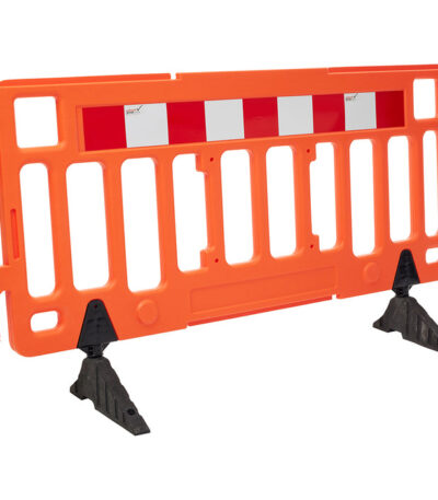 Orange 2 metre portable plastic pedestrian barrier