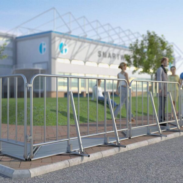Police Barrier Collapsible event barrier, dimensions 2187 × 1004 × 1090 mm.