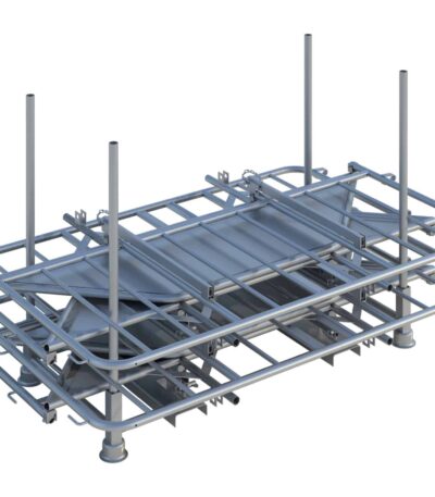 Police Barrier Collapsible Stillage for transport and storage, dimensions 1675 × 815 × 1255 mm.