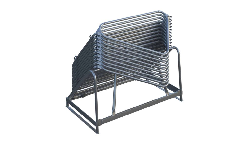 Police Barrier Stillage for transporting and storing barriers, dimensions 1626 × 930 × 827 mm.