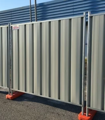 Galvanized steel site hoarding panel, 1980mm high by 2140mm wide