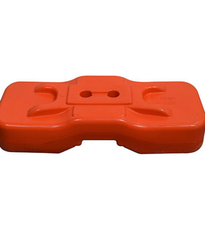 High visibility temporary fence foot, centre-hole style