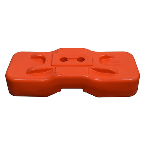 High visibility temporary fence foot, centre-hole style