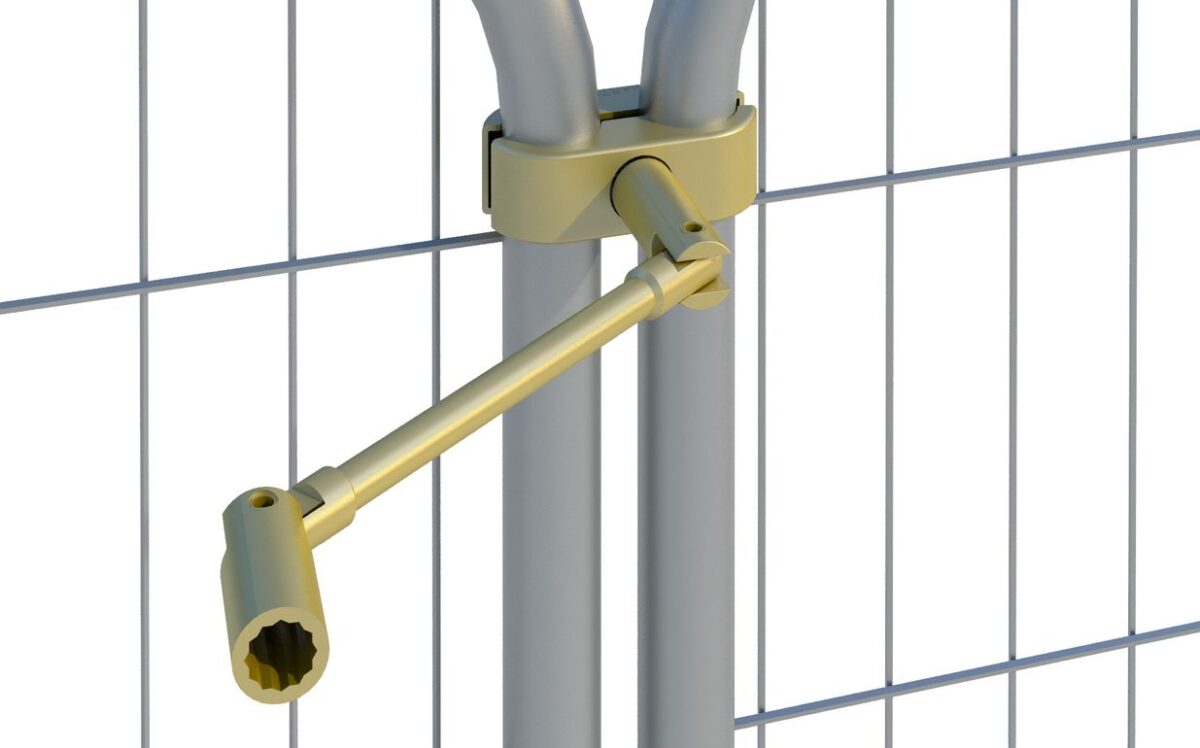 Steel spanner tool for temporary fence couplers