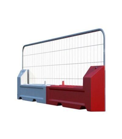 Slot block barrier base for temporary fencing