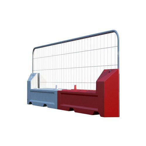 Slot block barrier base for temporary fencing